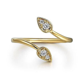 Gabriel & Co. Yellow Gold Diamond By-pass Ladies Ring - Skeie's Jewelers