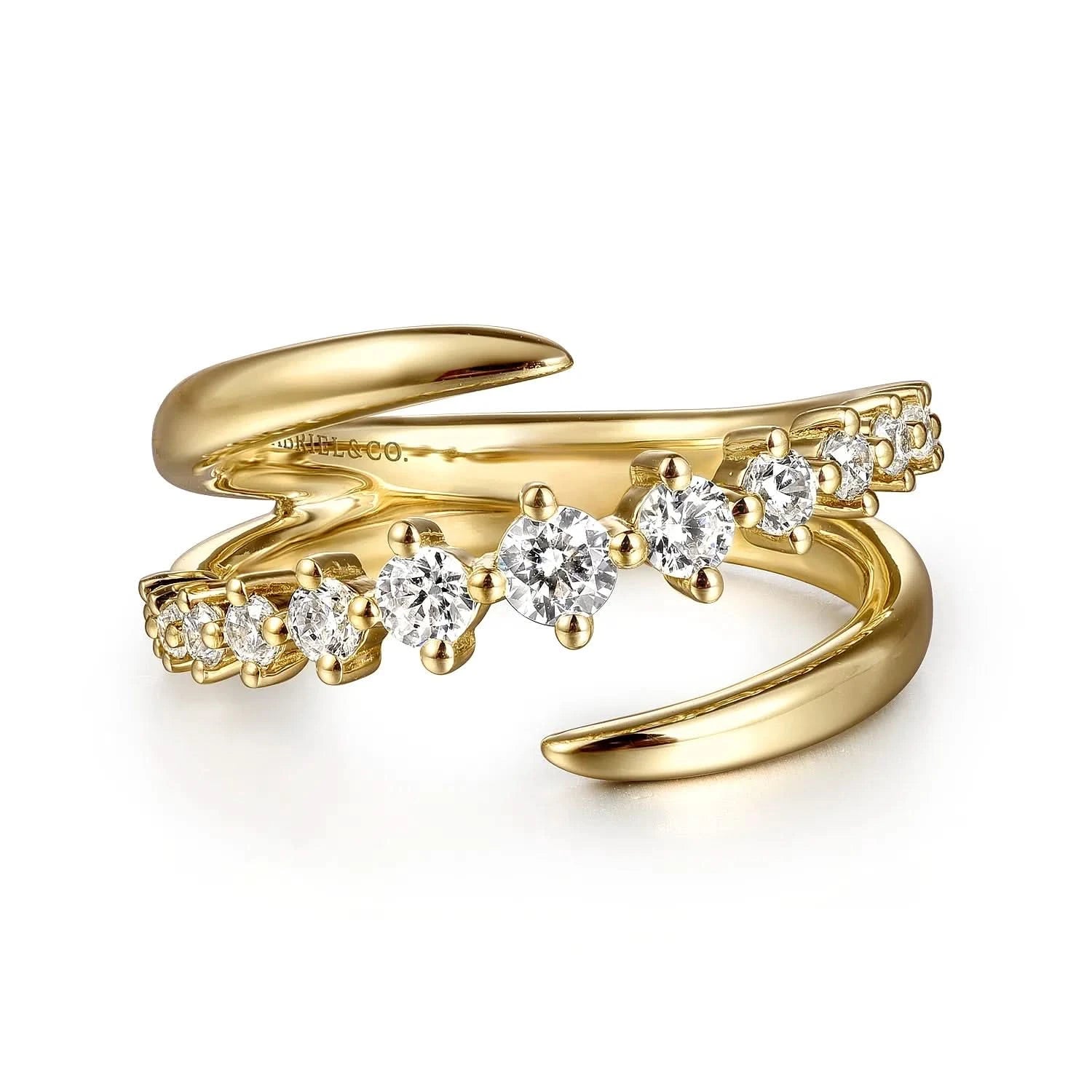Gabriel & Co 14K Yellow Gold Diamond Bypass Ring - Skeie's Jewelers