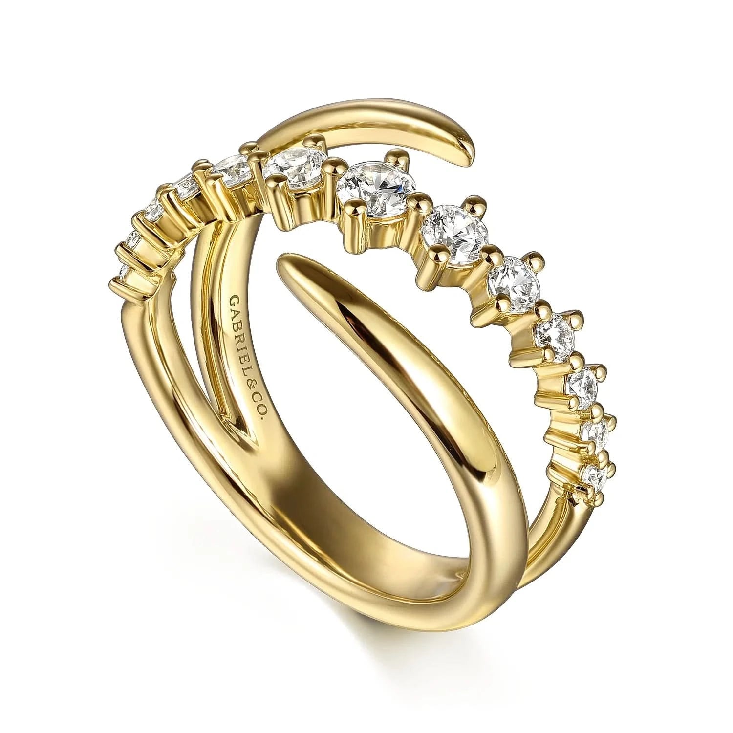 Gabriel & Co 14K Yellow Gold Diamond Bypass Ring - Skeie's Jewelers