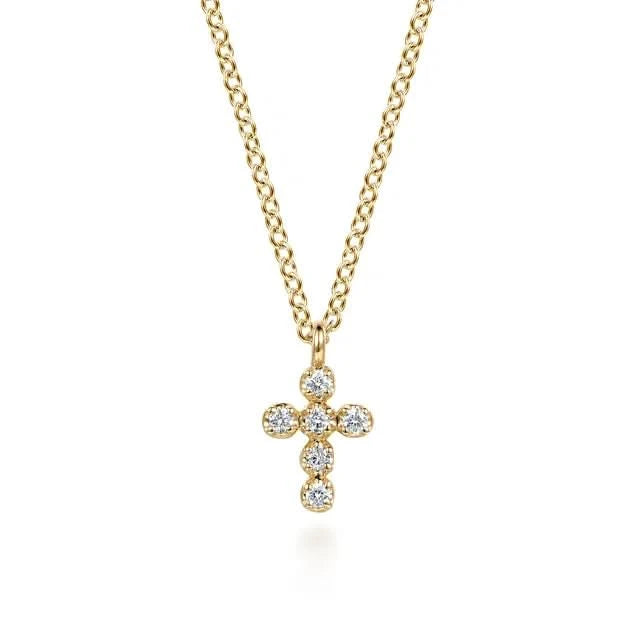 Gabriel & Co. 14k Yellow Gold Diamond Cross Pendant - Skeie's Jewelers