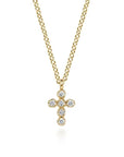 Gabriel & Co. 14k Yellow Gold Diamond Cross Pendant - Skeie's Jewelers