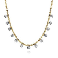 Gabriel & Co. Yellow Gold Diamond Drop Station Necklace - Skeie's Jewelers