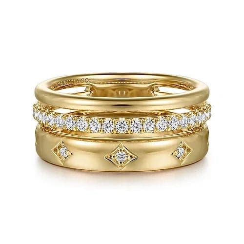 Gabriel & Co. Yellow Gold Diamond Easy Stackable Ladies Ring - Skeie's Jewelers
