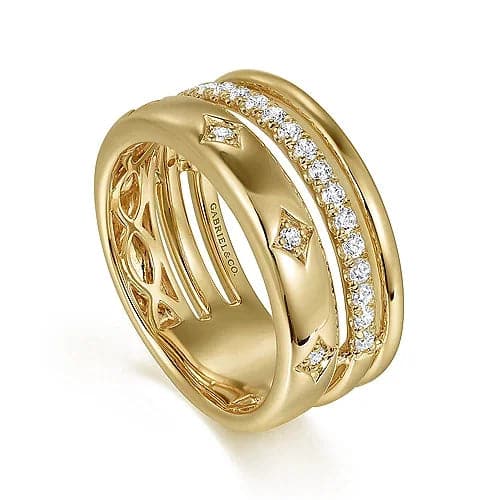 Gabriel & Co. Yellow Gold Diamond Easy Stackable Ladies Ring - Skeie's Jewelers