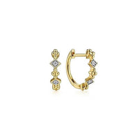 Gabriel & Co. Yellow Gold Diamond Huggie Earrings - Skeie's Jewelers