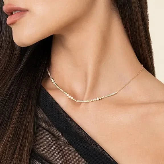 Gabriel & Co Modern Diamond Line Station Necklace - Skeie's Jewelers