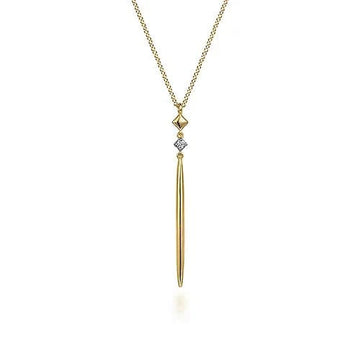 Gabriel & Co. Yellow Gold Diamond Pendant Drop Necklace - Skeie's Jewelers