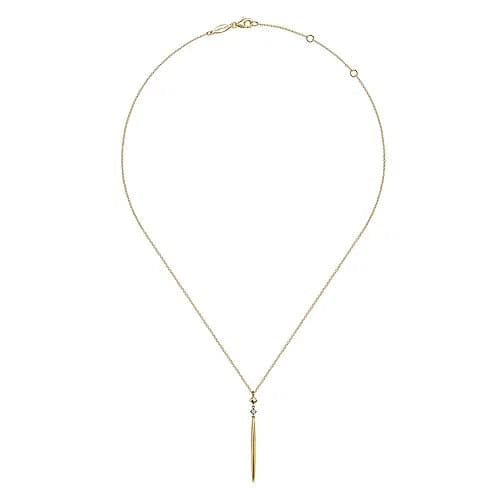 Gabriel & Co. Yellow Gold Diamond Pendant Drop Necklace - Skeie's Jewelers