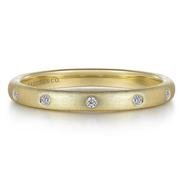 Gabriel & Co. Yellow Gold Diamond Stackable Ladies Ring