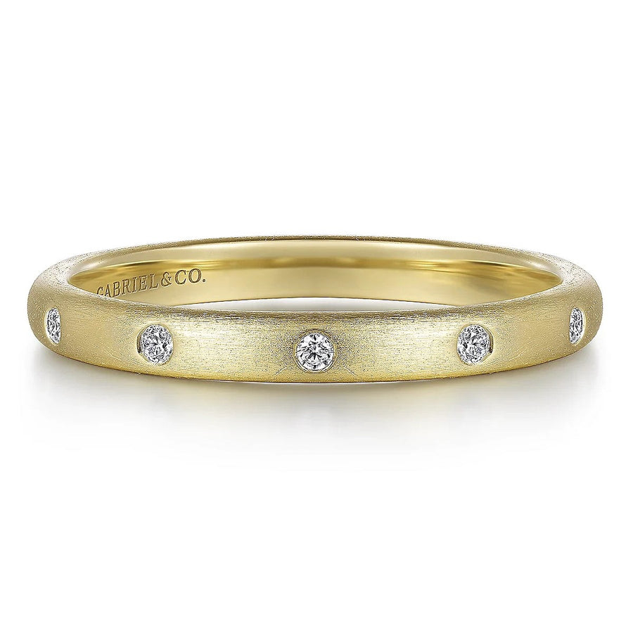 Gabriel & Co. Yellow Gold Diamond Stackable Ladies Ring