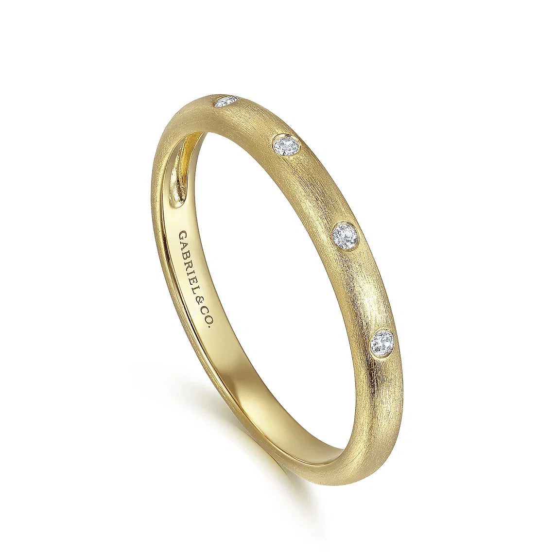 Gabriel & Co. Yellow Gold Diamond Stackable Ladies Ring - Skeie's Jewelers