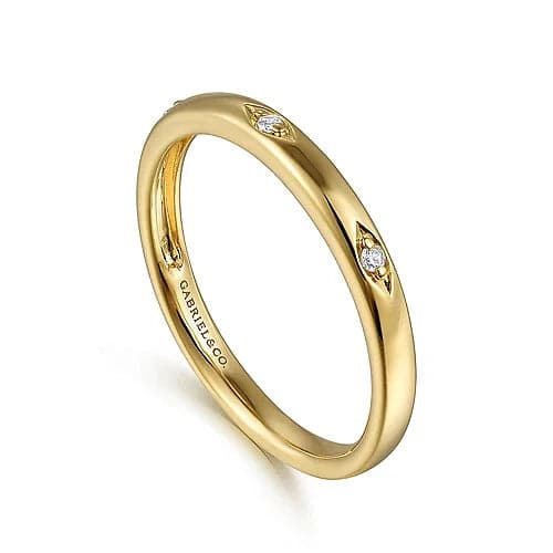 Gabriel & Co. Yellow Gold Diamond Stackable Ladies Ring - Skeie's Jewelers