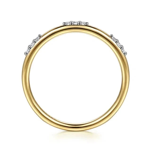 Gold ring with diamonds on a white background side view -2