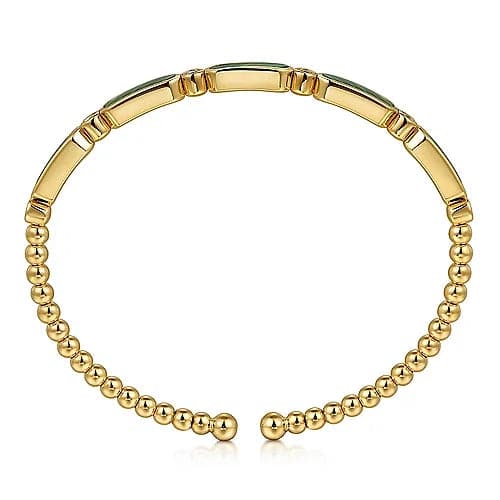 Gabriel & Co. Yellow Gold Diamond and Malachite Bujukan Bangle - Skeie's Jewelers