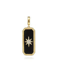 Gold pendant with black onyx  and star design on a white background