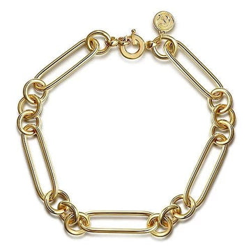 Gabriel & Co. Yellow Gold Hollow Tube Link Chain Bracelet - Skeie's Jewelers