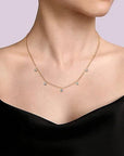 Gabriel & Co. Yellow Gold London Blue Topaz Station Necklace - Skeie's Jewelers