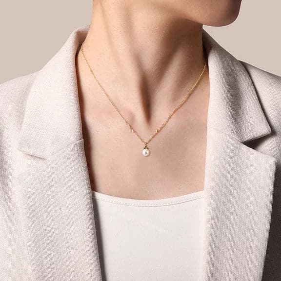 Gabriel & Co. Pearl Bujukan Drop Pendant Necklace - Skeie's Jewelers