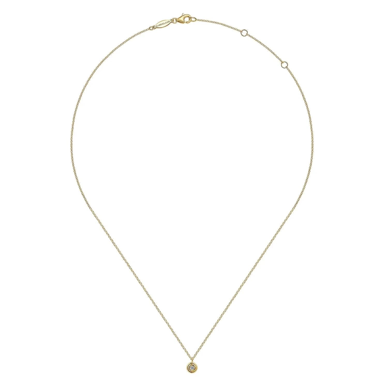 Gabriel & Co. 14K Yellow Gold Round Diamond Pendant Necklace - Skeie's Jewelers