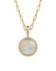 Gabriel & Co. 14k Yellow Gold Round Mother of Pearl Pendant - Skeie's Jewelers