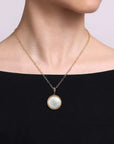 Gabriel & Co. 14k Yellow Gold Round Mother of Pearl Pendant - Skeie's Jewelers
