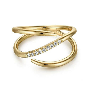 Gabriel & Co. Yellow Gold Split Shank Pave Diamond Wrap Ring - Skeie's Jewelers
