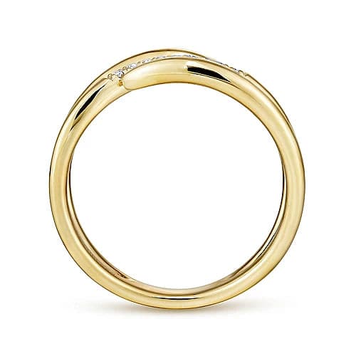 Gabriel & Co. Yellow Gold Split Shank Pave Diamond Wrap Ring - Skeie's Jewelers