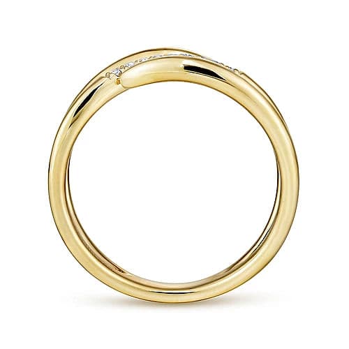 Gabriel & Co. Yellow Gold Split Shank Pave Diamond Wrap Ring - Skeie's Jewelers
