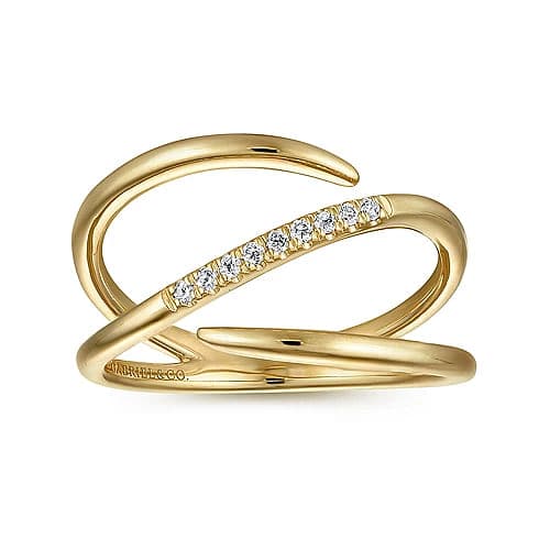Gabriel & Co. Yellow Gold Split Shank Pave Diamond Wrap Ring - Skeie's Jewelers