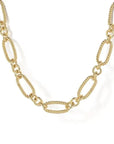 Gold chain necklace on a white background close up
