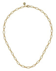 Gold chain necklace on a white background