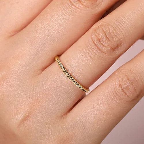 Gabriel & Co. Yellow Gold Twisted Rope Stackable Ring - Skeie's Jewelers