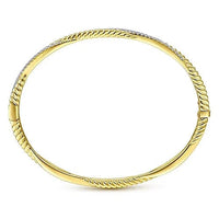 Gabriel & Co. Yellow Gold Twisted Rope and Diamond Bangle - Skeie's Jewelers
