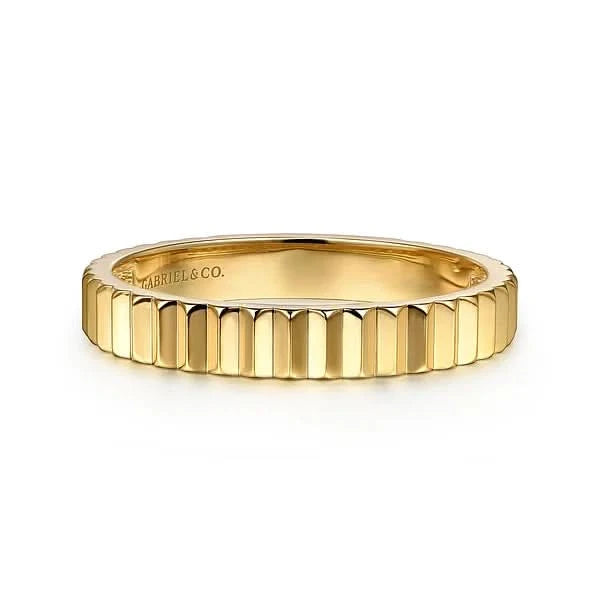 Gabriel & Co. Gold Fluted Stackable Ring - Skeie's Jewelers