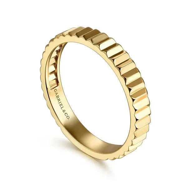 Gabriel & Co. Gold Fluted Stackable Ring - Skeie's Jewelers