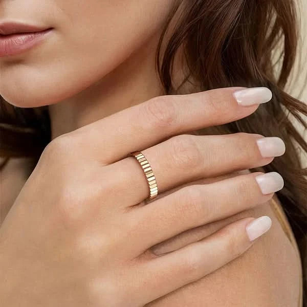Gabriel & Co. Gold Fluted Stackable Ring - Skeie's Jewelers
