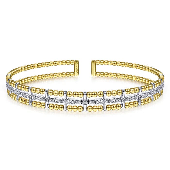 Gabriel & Co. Yellow and White Gold Bujukan Diamond Cuff - Skeie's Jewelers