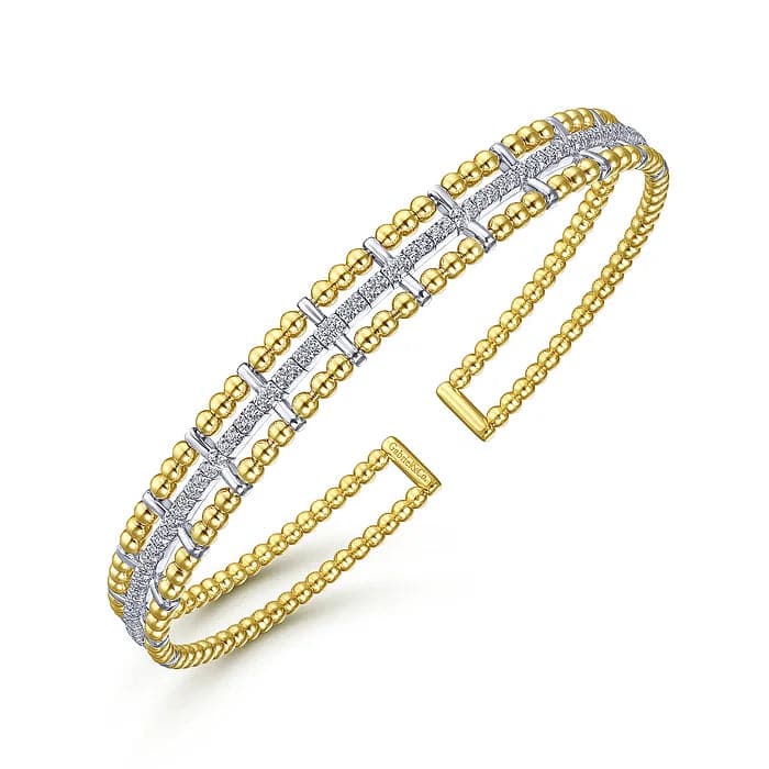 Gabriel & Co. Yellow and White Gold Bujukan Diamond Cuff - Skeie's Jewelers