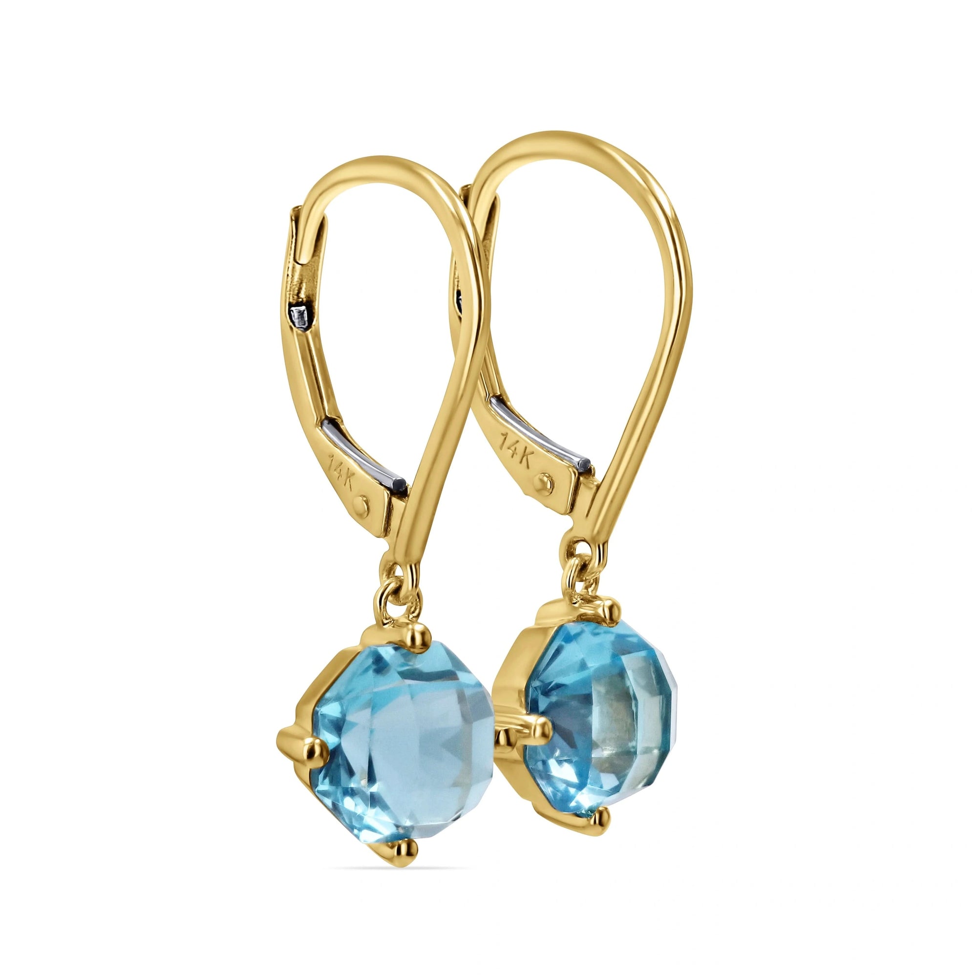 Blue Topaz Octagon Leverback Earrings - Skeie's Jewelers