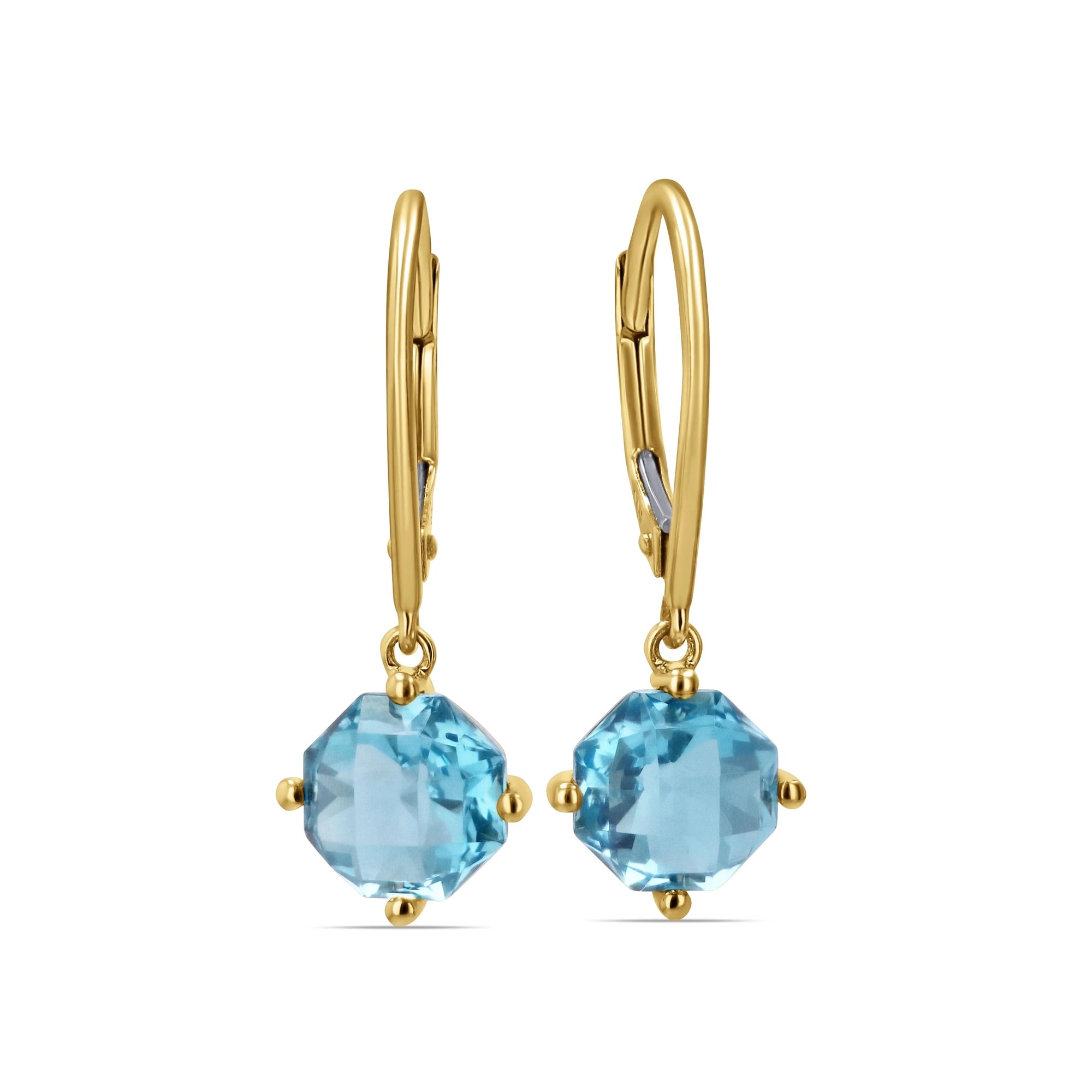 Blue Topaz Octagon Leverback Earrings - Skeie's Jewelers