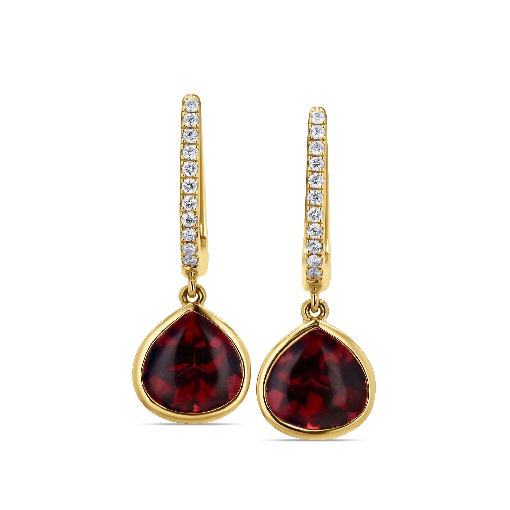 Garnet & Diamond Huggie Earrings - Skeie's Jewelers