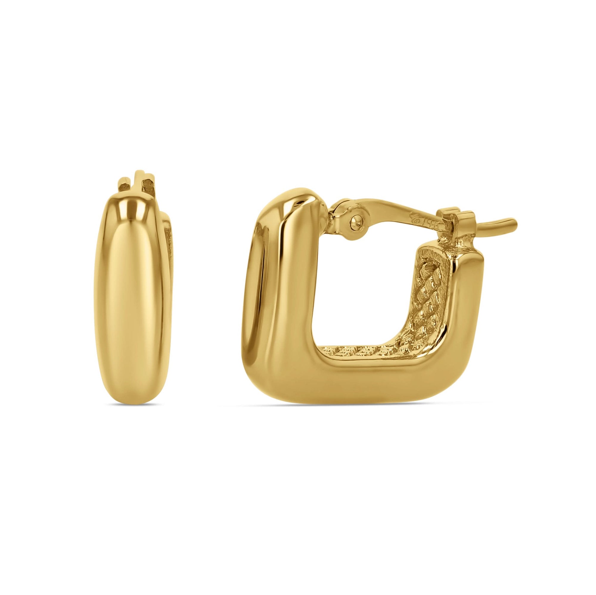 Gold hoop earrings on a white background