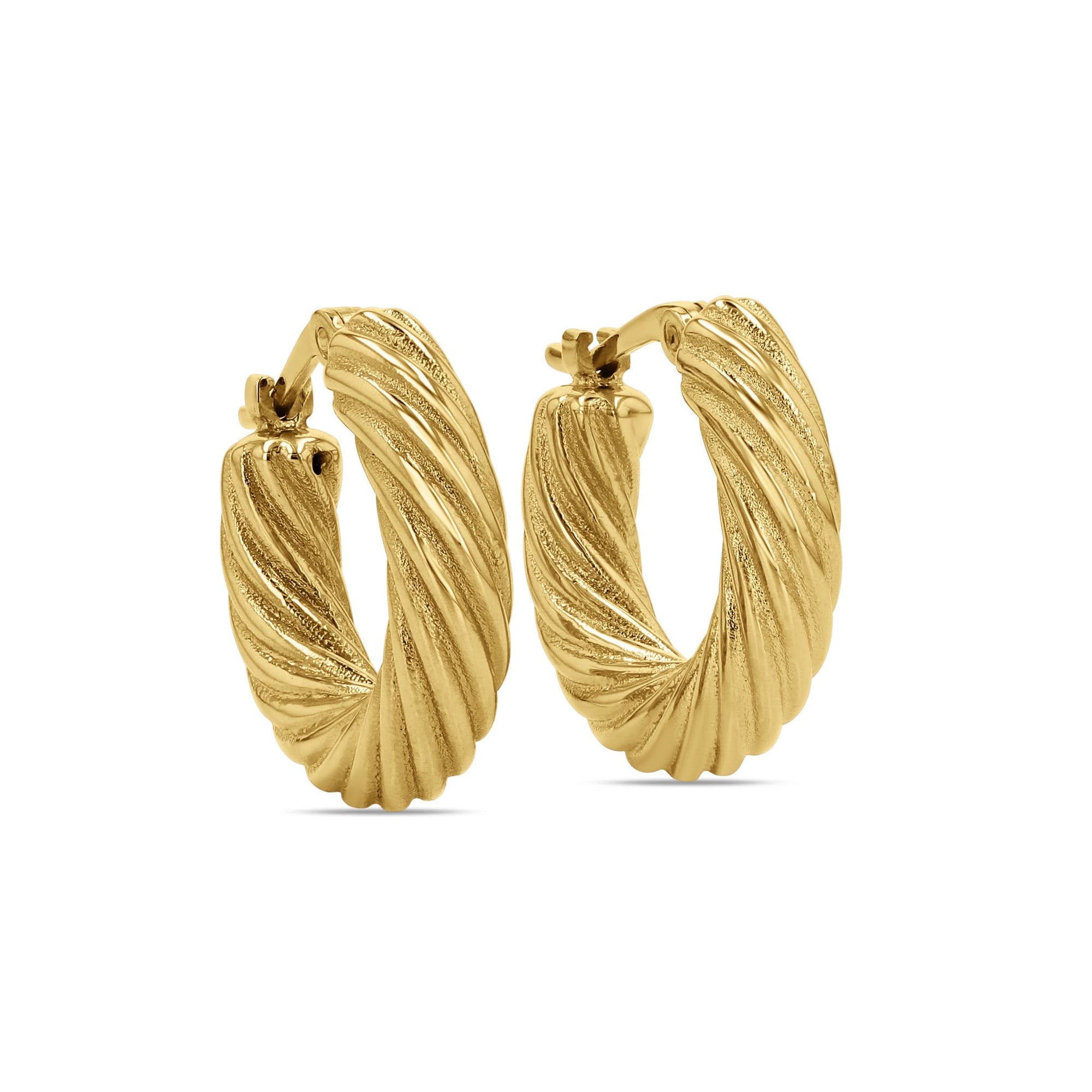 14k Yellow Gold Twisted Hoop Earrings - Skeie's Jewelers