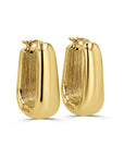 Pair of gold hoop earrings on a white background