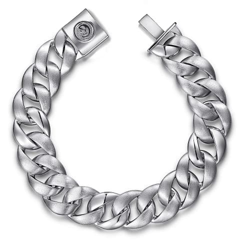 Gabriel & Co. 14mm Sterling Silver Flat Heavy Chain Bracelet - Skeie's Jewelers