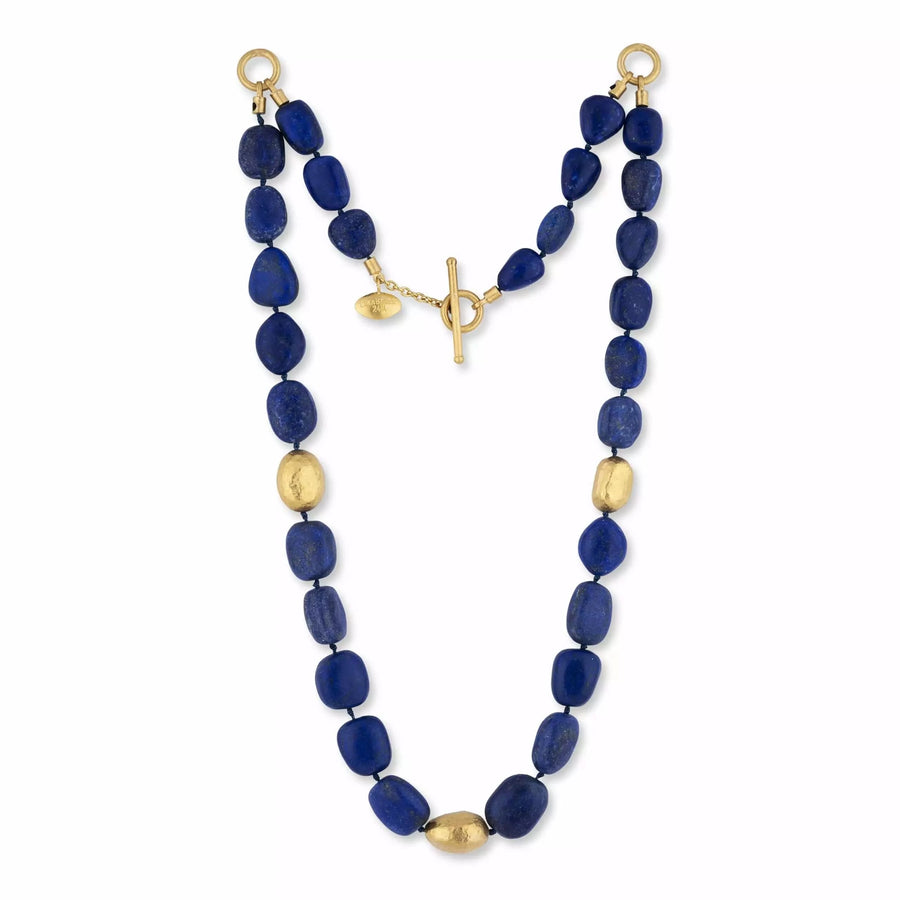 Lika Behar Lapis and 24kt Gold Beaded Necklace