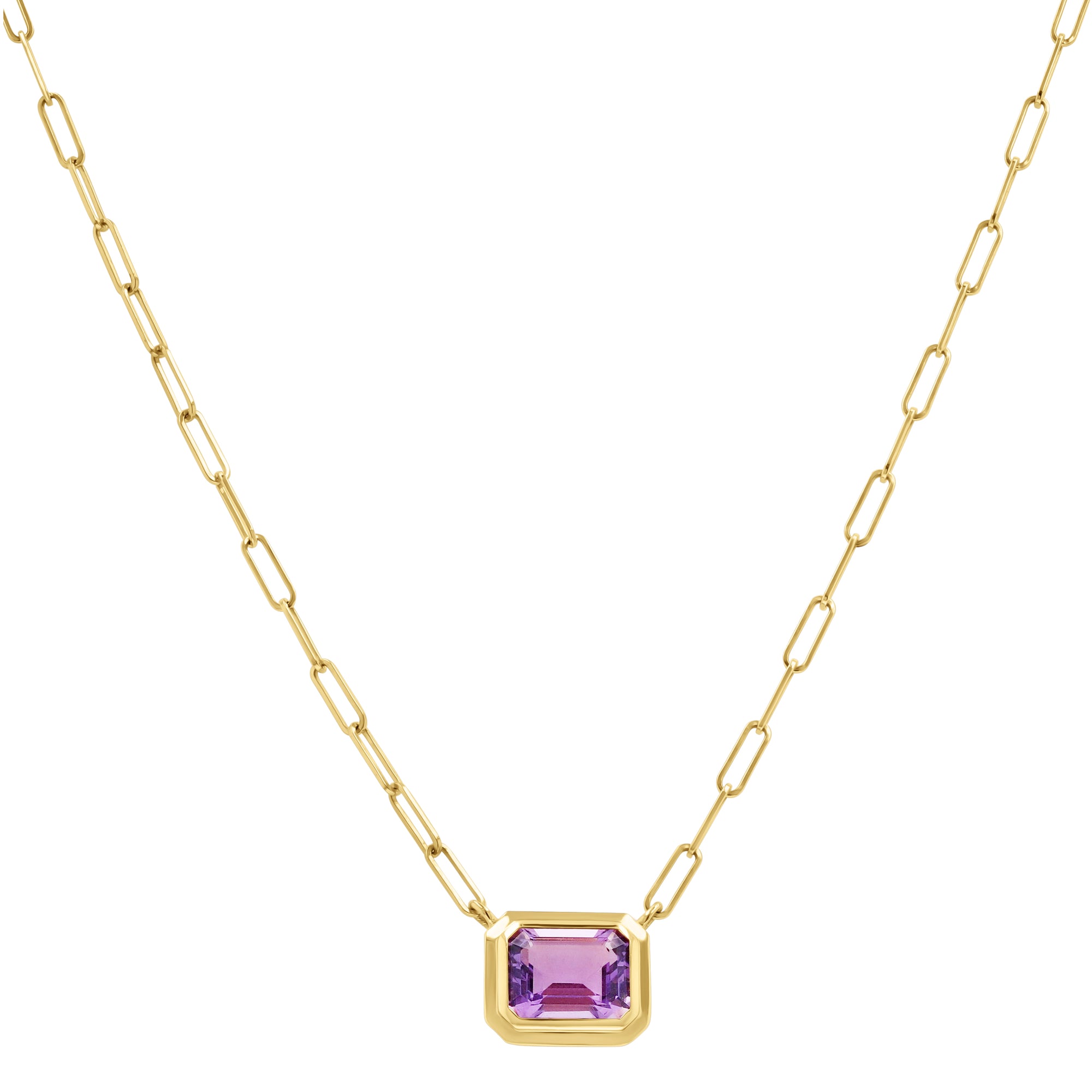 Goshwara Emerald Cut Gemstone Bezel Pendant Necklace - Skeie's Jewelers