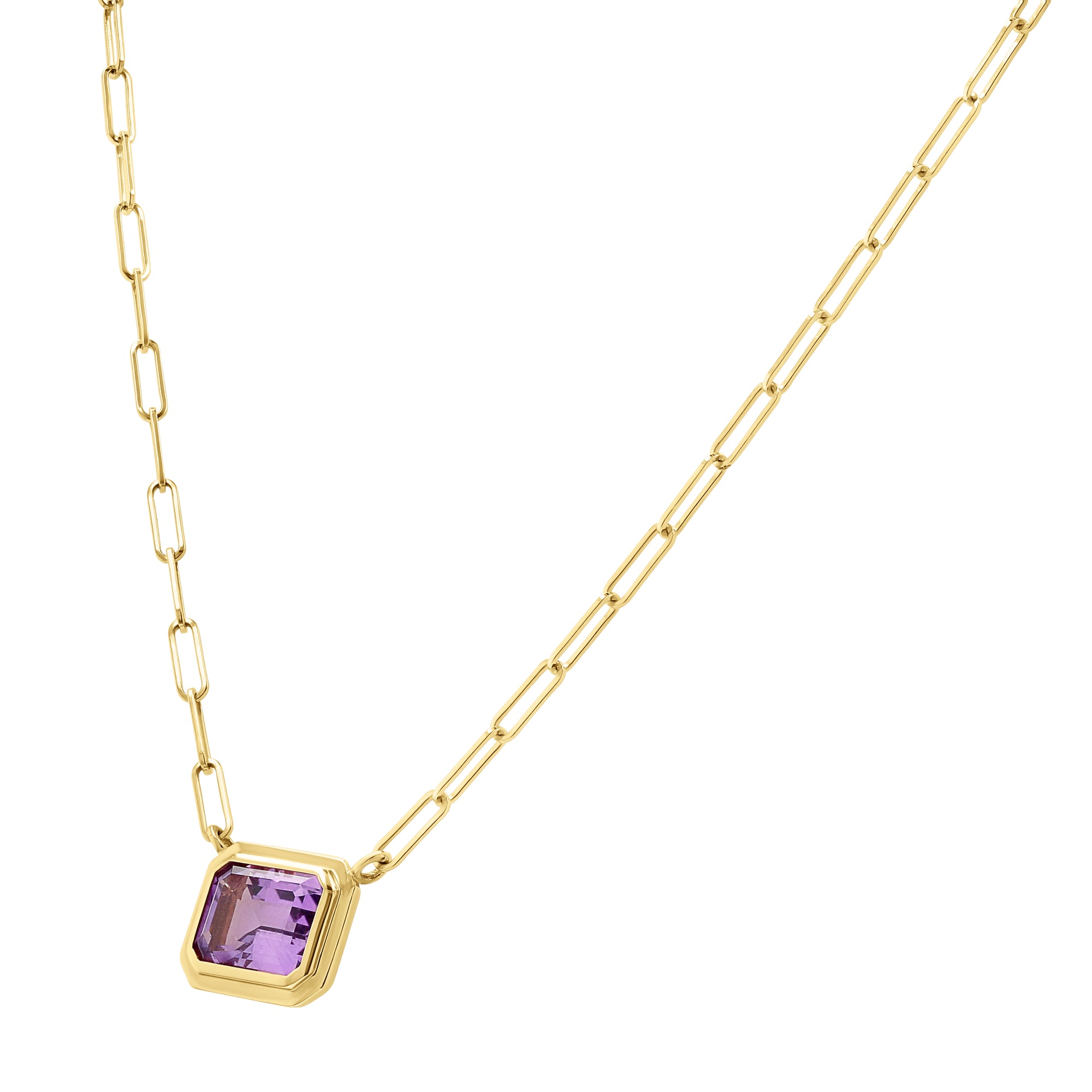 Goshwara Emerald Cut Gemstone Bezel Pendant Necklace - Skeie's Jewelers