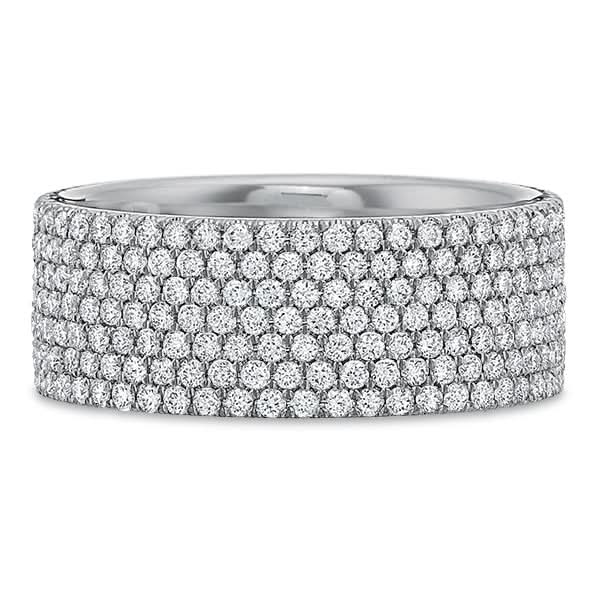 A Precision Set 7-row diamond statement band in 18K white gold, encrusted with seven flush rows of pave-set round brilliant diamonds totaling 1.65 carats.
