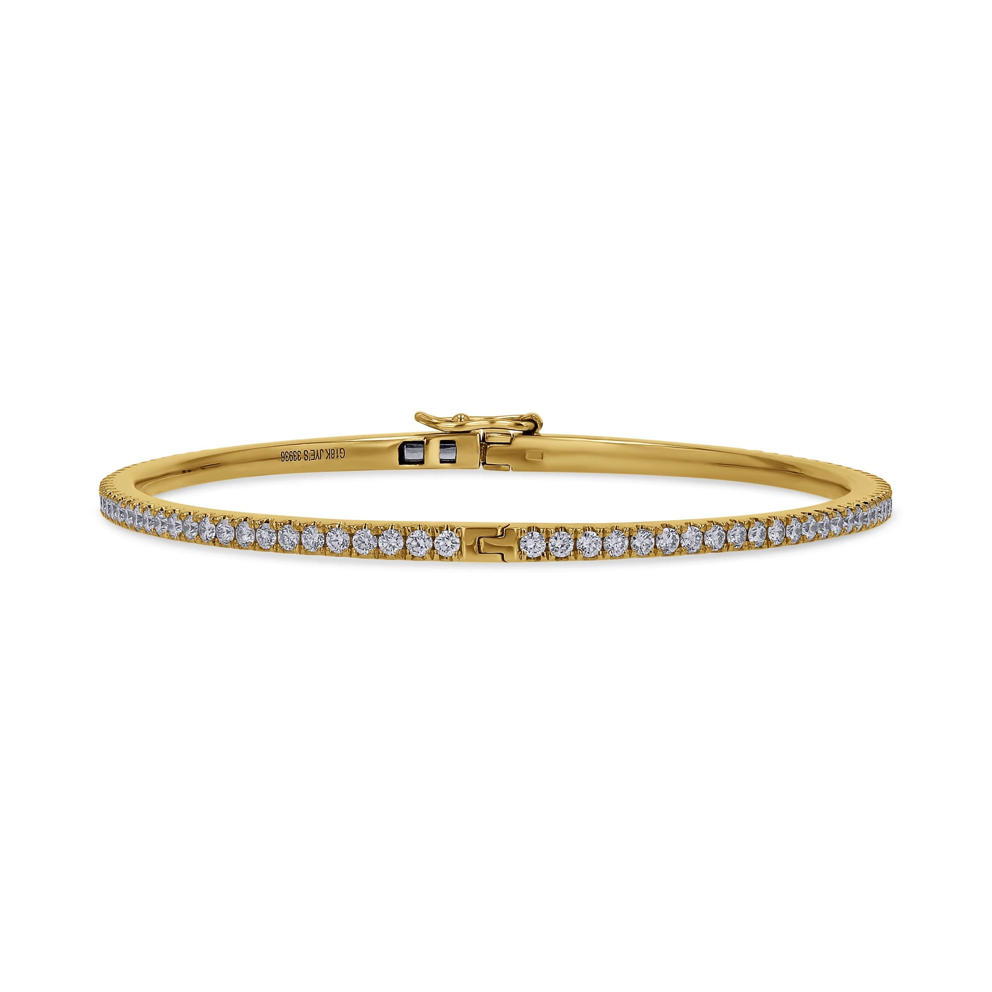 Gold bracelet with diamonds on a white background